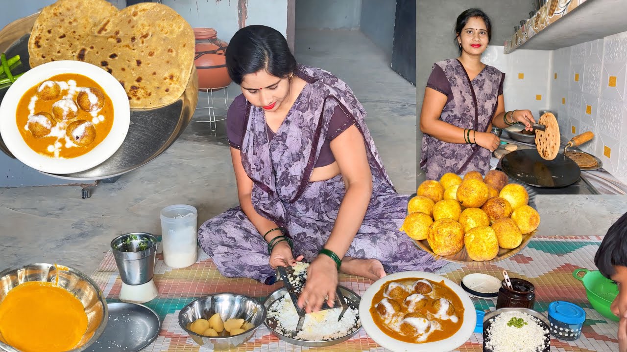 🌺My Village morning Lunch routine - पनीर मलाई कोफ्ता🥘जीरा पराठा🥞paneer malai kofta &jeera paratha😋