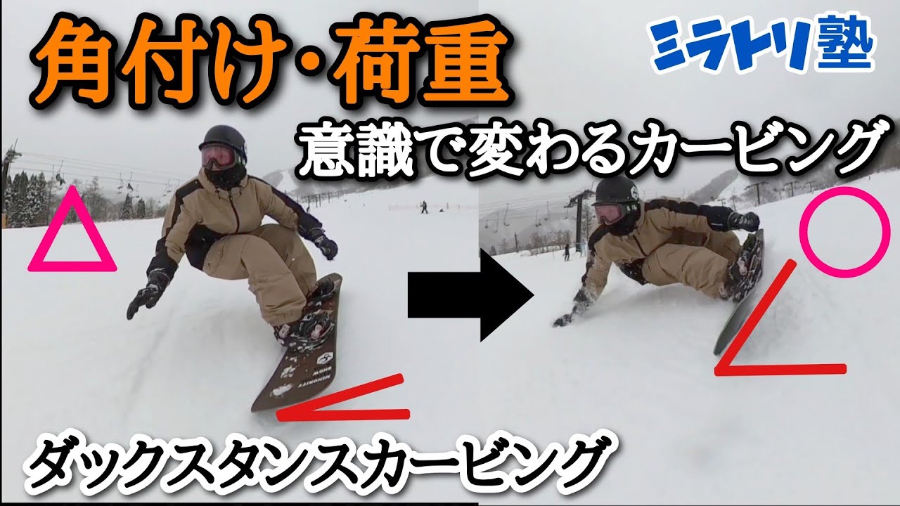 【ダックスタンスカービング】中級から上級へ！！角付け荷重の意識を変えよう！！