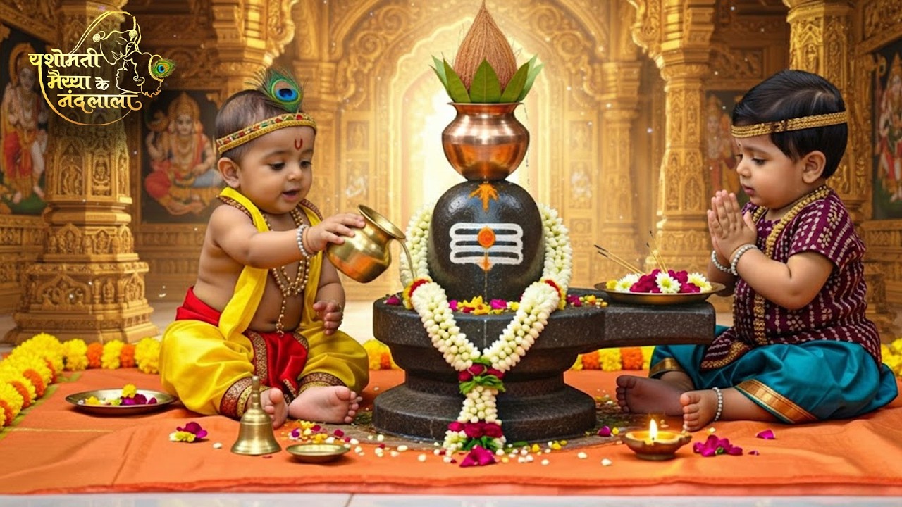 नन्हे कान्हा और बलराम ने अपने छोटे हाथों से की महादेव की पूजा | Yashomati Maiyya Ke Nandlal #ymkn