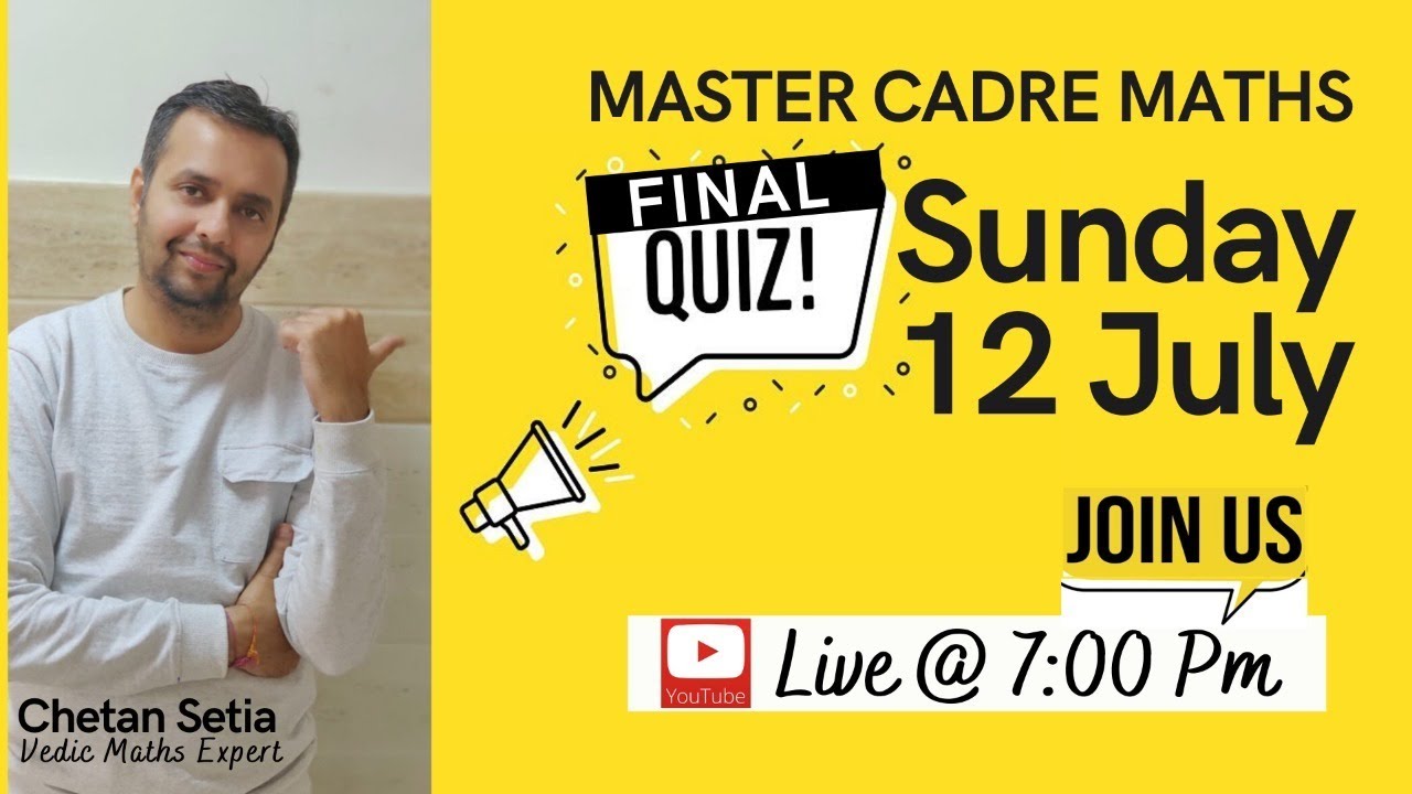 🛑LIVE: Final Quiz Master Cadre Maths with Chetan Setia @MME||Shortcut Tricks