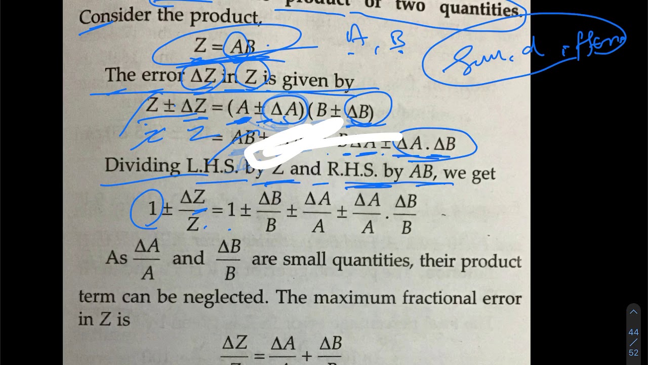 36   Combination of Error   Error in the Product of Two Quantities