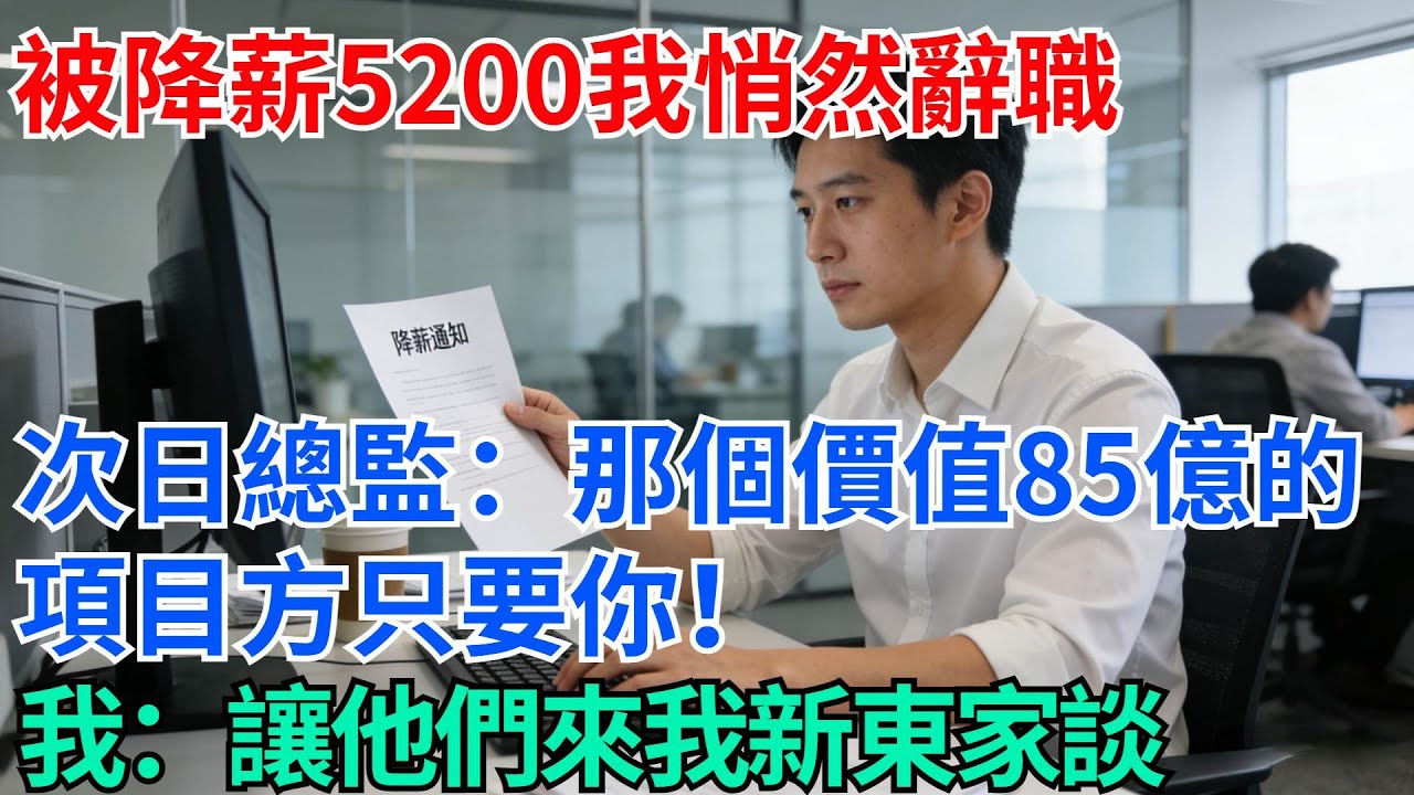 被降薪5200我悄然辭職，次日總監來電：那個價值85億的項目方只要你！我：讓他們來我新東家談【奇趣天下】#職場逆襲#職場智慧#爽文職場#工作日常#完結爽文