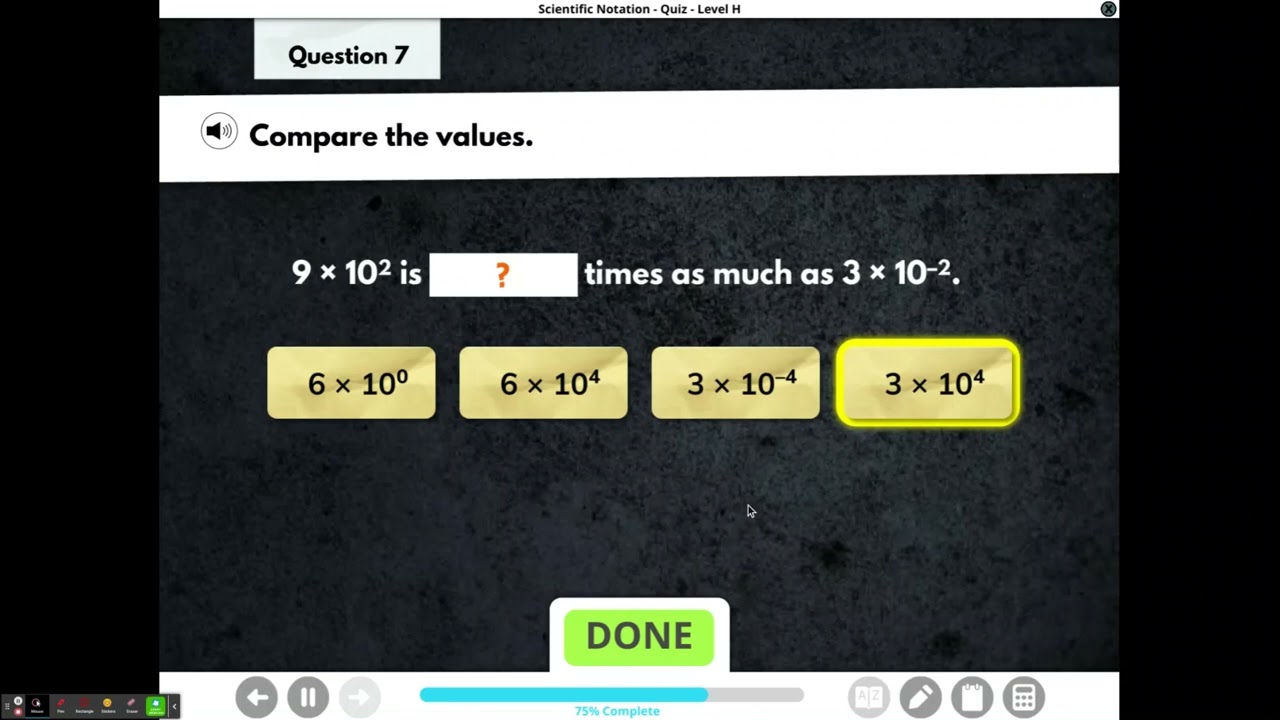 Scientific Notation i-ready answers (passing score)