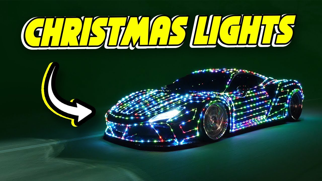 Wrapping the FERRARI F8 in CHRISTMAS LIGHTS