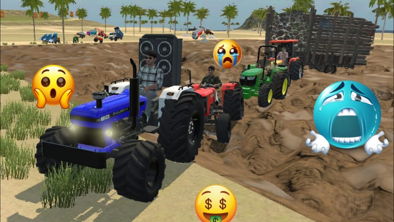 Farmtrec60 Tractor 🚜 and jondher kubuta5502 and hindustan rescue 🛟 and jcb truck #vehicles 