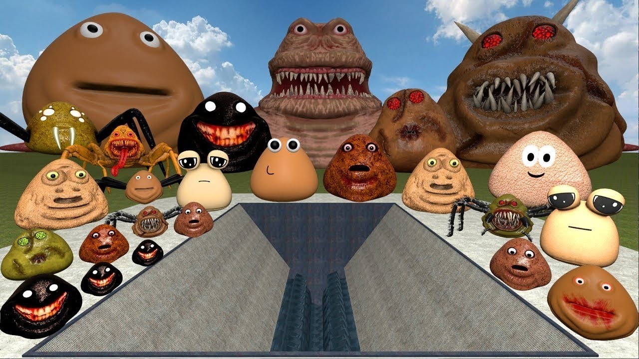 DESTROY ALL 3D POU BOU'S REVENGE & CHOLERA FREDDY FAZBEAR FAMILY in GIANT SHREDDER Garry's Mod !