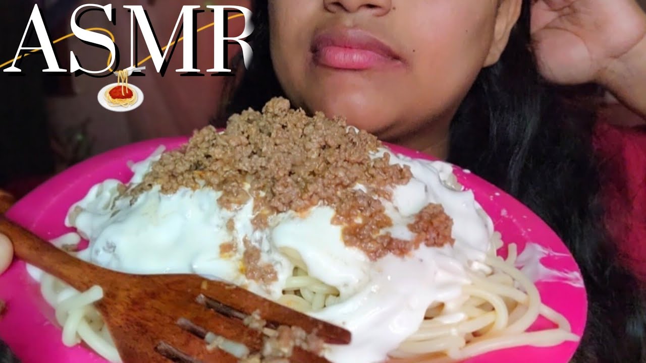 ASMR COMIENDO PASTA 🍝 CON CARNE