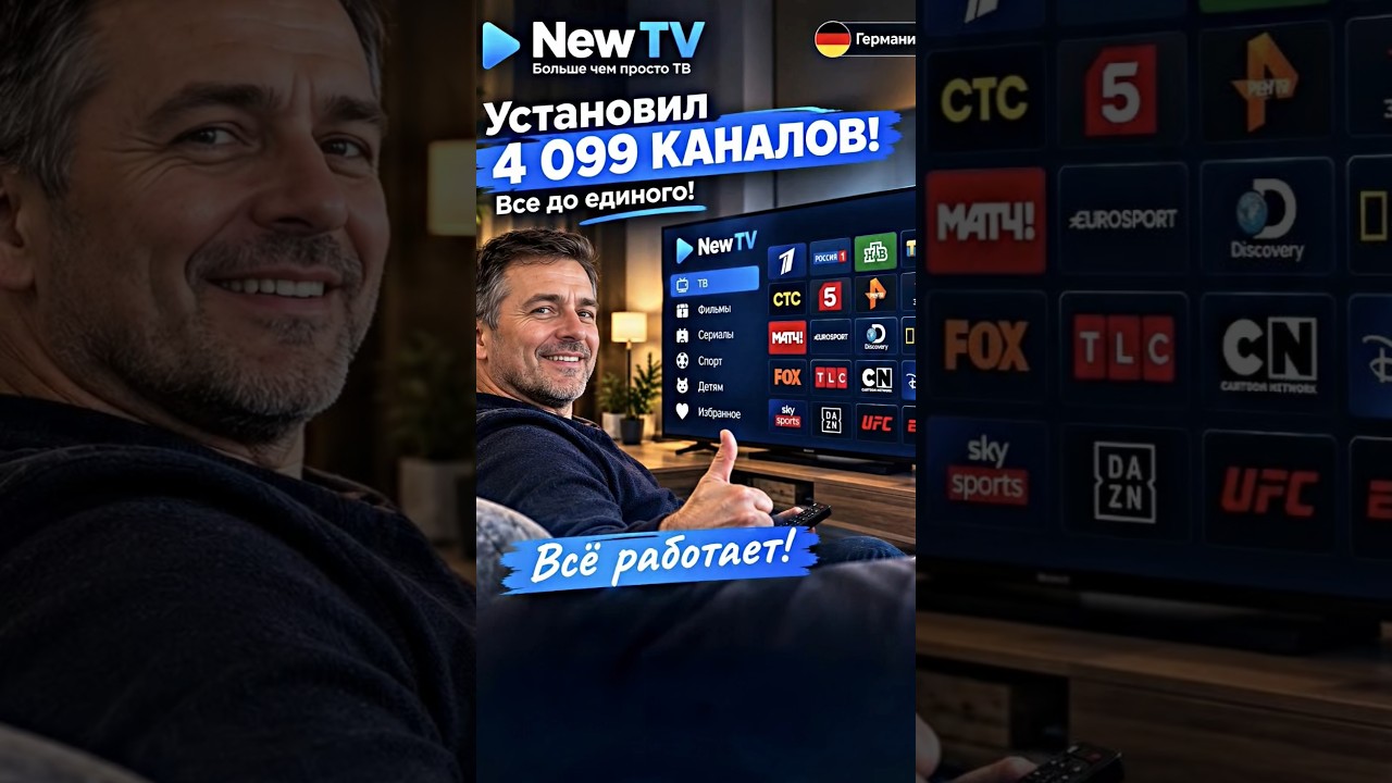 4 099 каналов в Германии: всё работает! Отзыв абонента New TV о качестве и стабильном просмотре ТВ!!