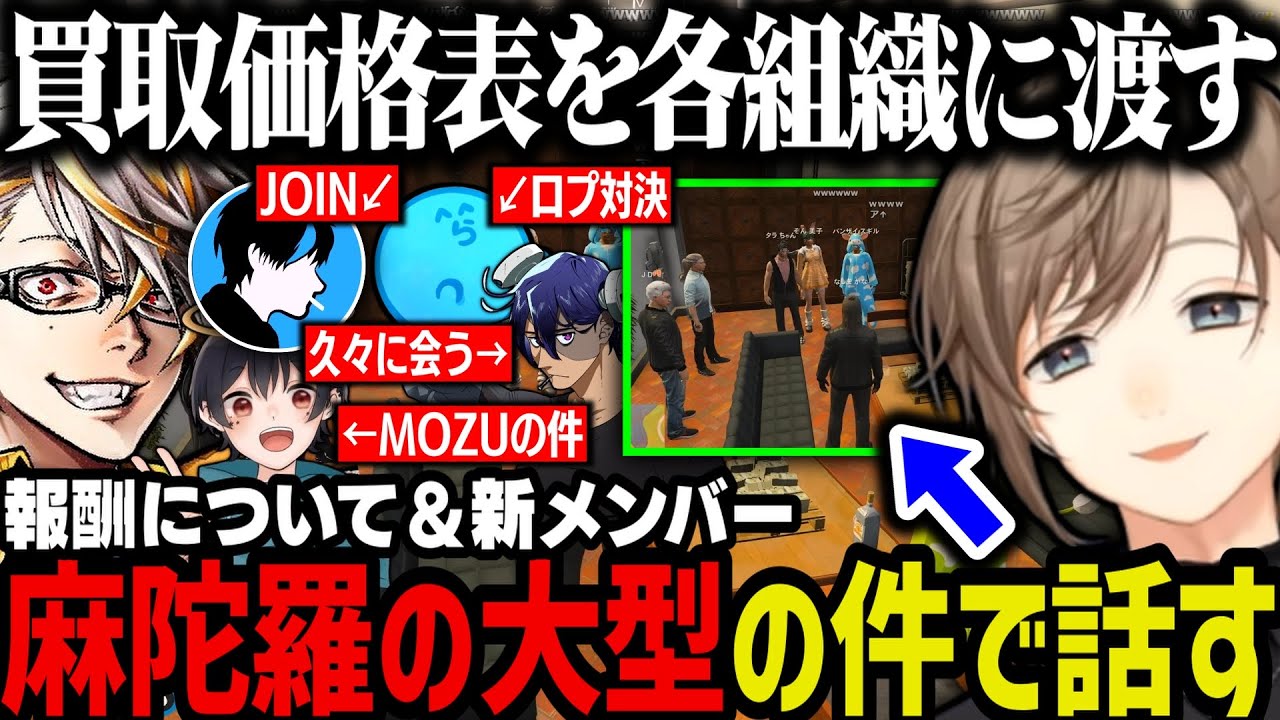 【まとめ】買取価格表を各ギャングに渡す／麻陀羅の大型の件＆新メンバー／小峯さんJOIN【叶/無馬/にじさんじ切り抜き/ストグラ切り抜き】