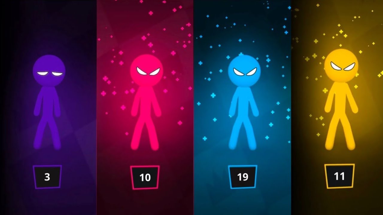 Stickman Party - Турнирный режим, случайный выбор 1-4 игроков | Прохождение игры, обновление мини...