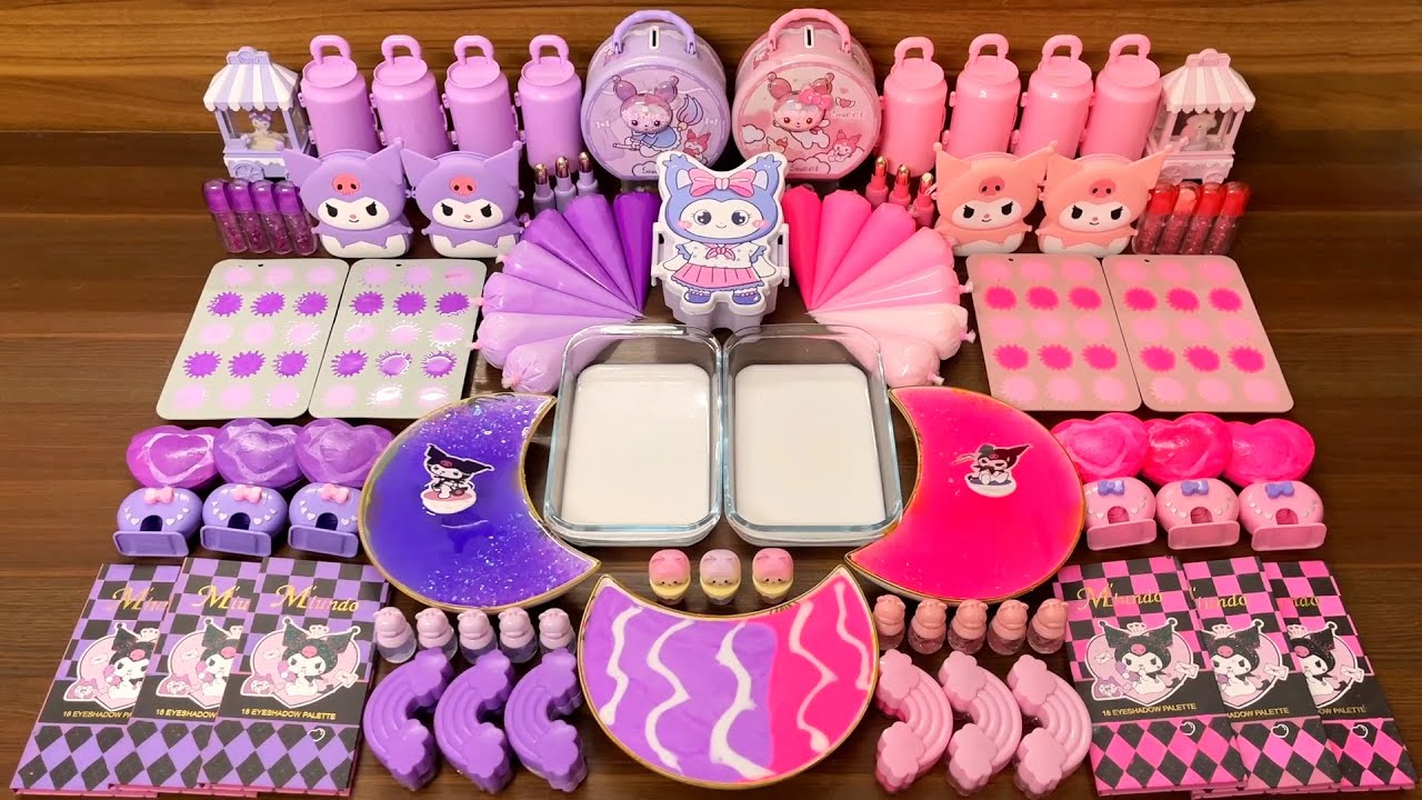 Slime Mixing Random into Glossy: Kuromi Purple vs Pink
