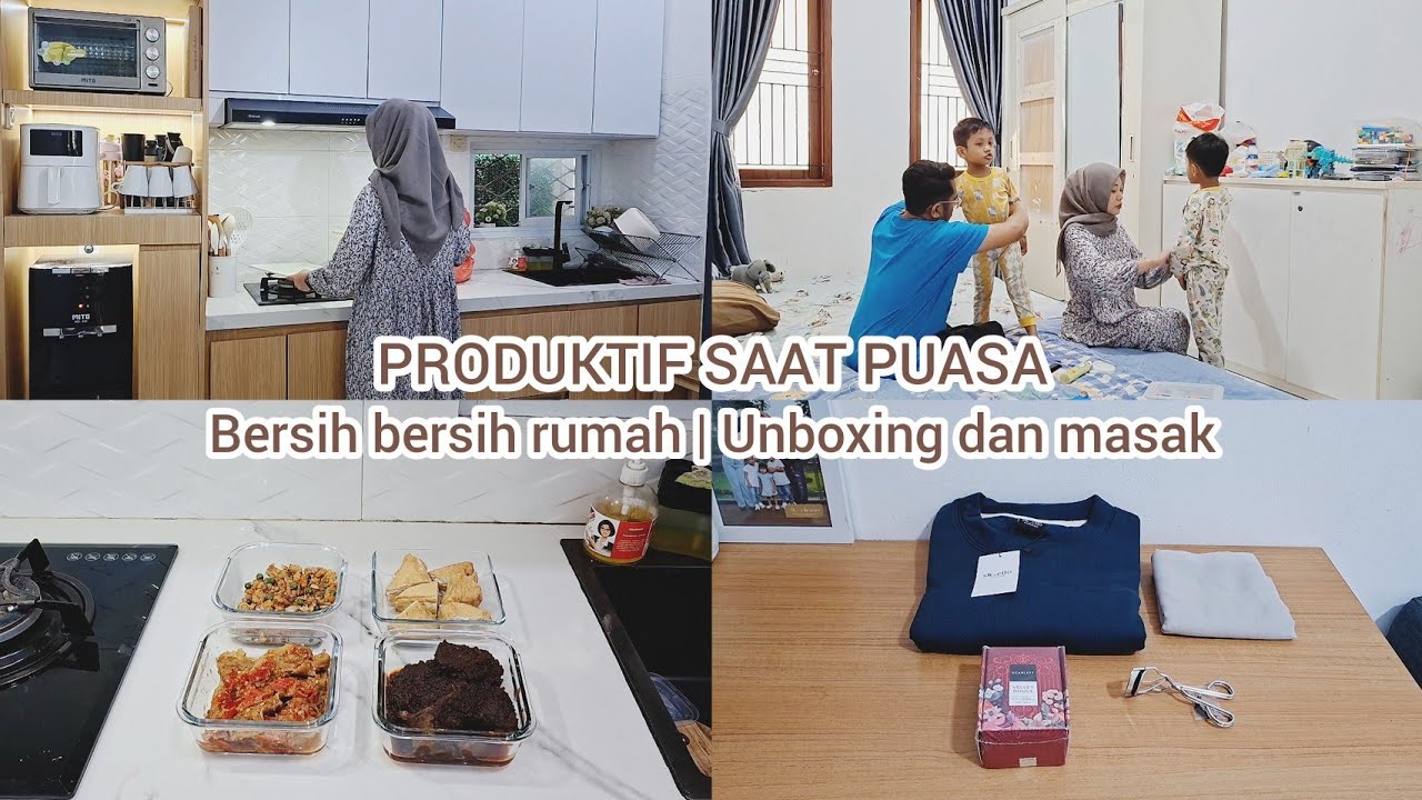 #ramadanvlog Bersih bersih rumah minimalis | Menata belanjaan dan Unboxing paket | Masak sederhana 