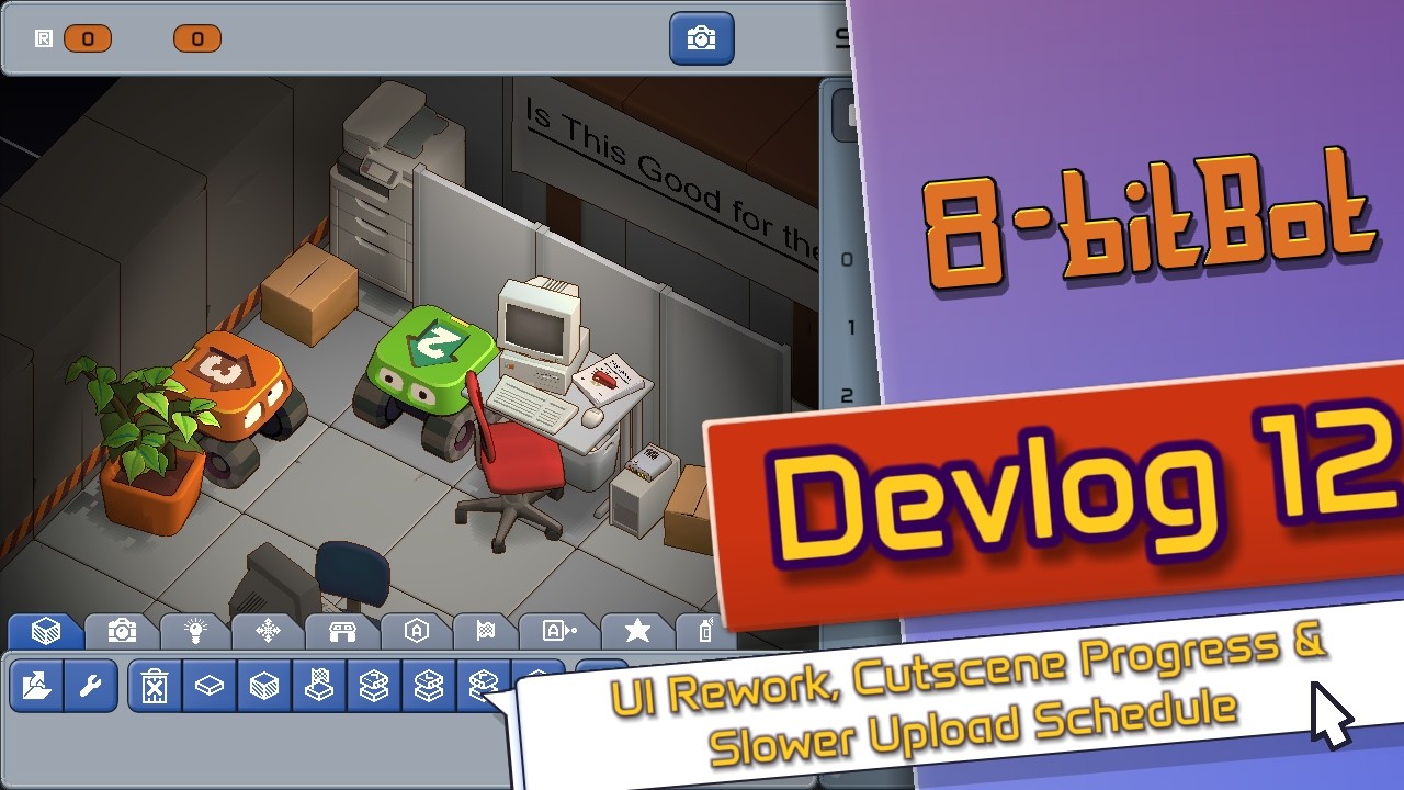 Cleaner Object Placement UI & First Cutscene Progress - 8-bitBot Devlog 12