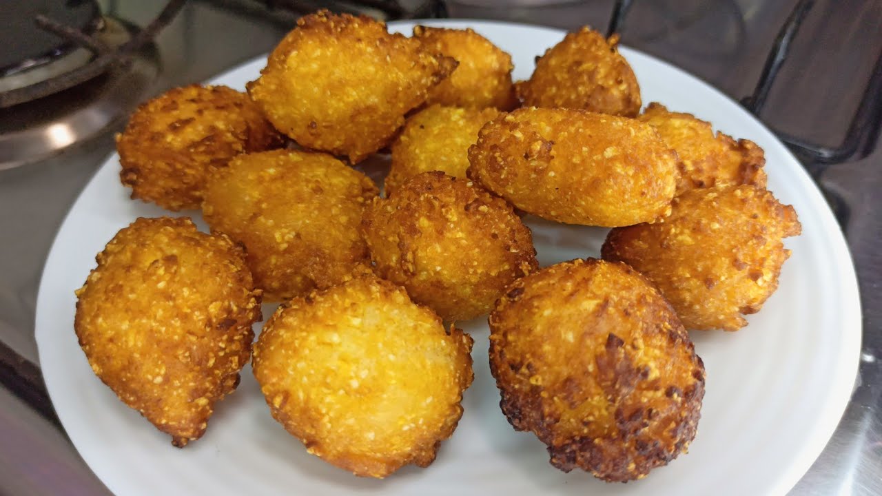 BOLINHO FRITO DE FLOCÃO DE MILHO PRONTO EM 5 MINUTOS SEM OVO,SEM LEITE PARA O CAFÉ DA MANHÃ