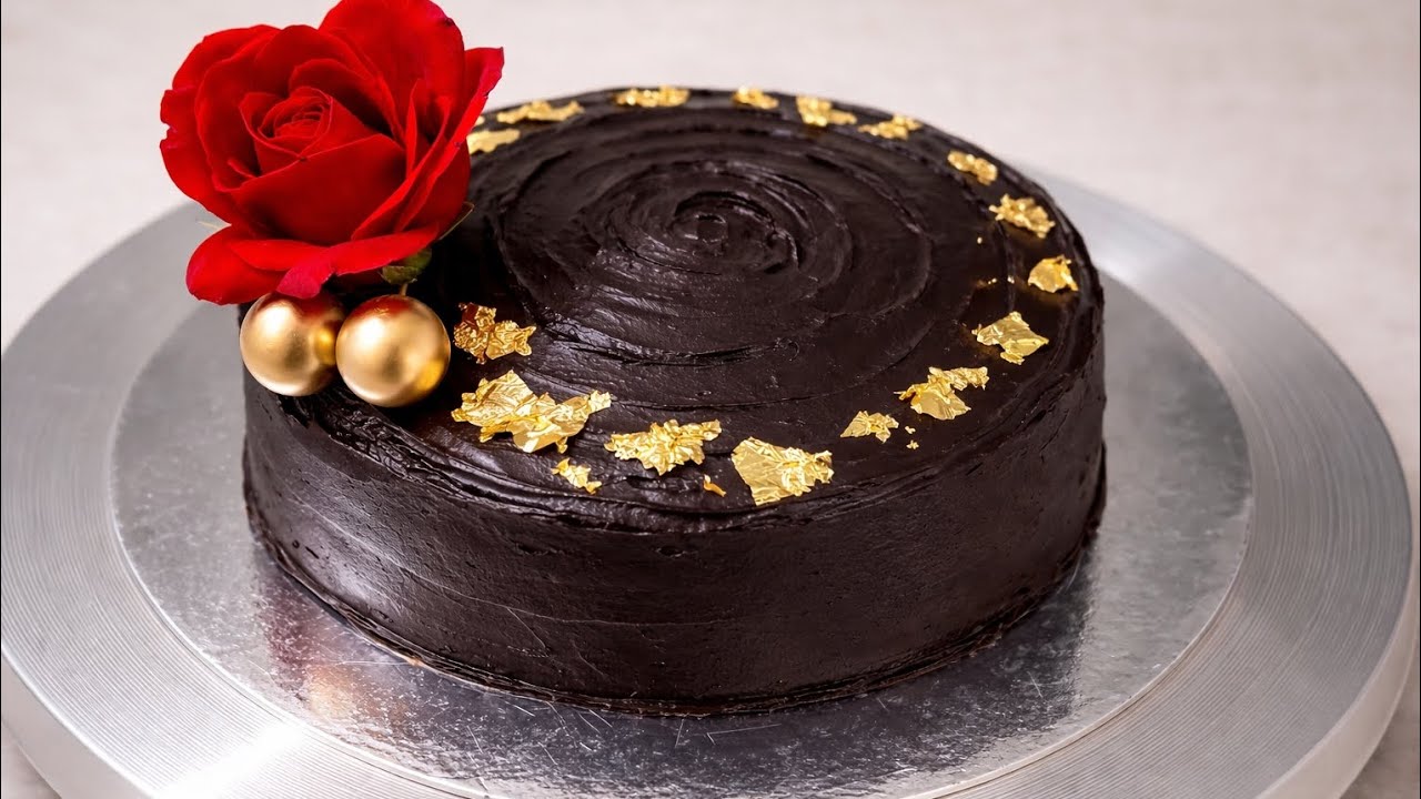 dark chocolate truffle cake decoration🎀🍫valentines cake❤#cake 