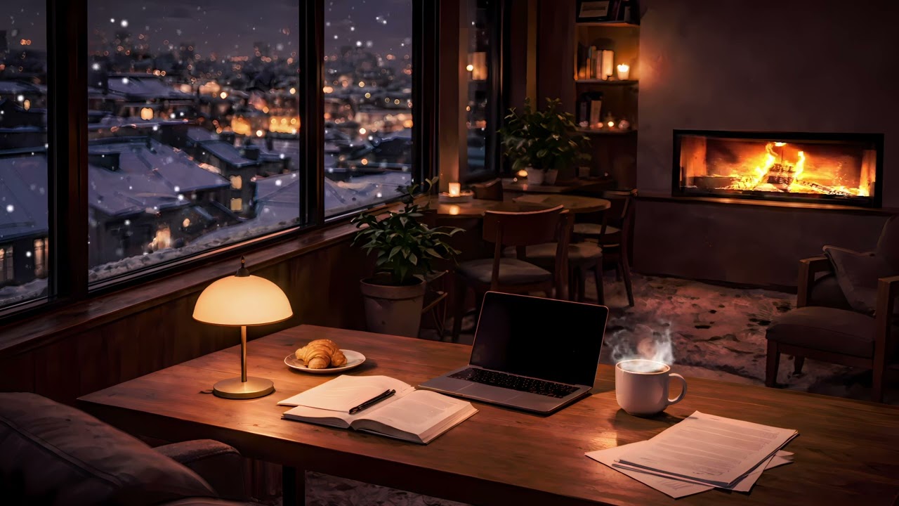 Cozy Jazz Club on a Winter Night❄️ Deep Focus, Relaxing Jazz, & Fireplace Sounds