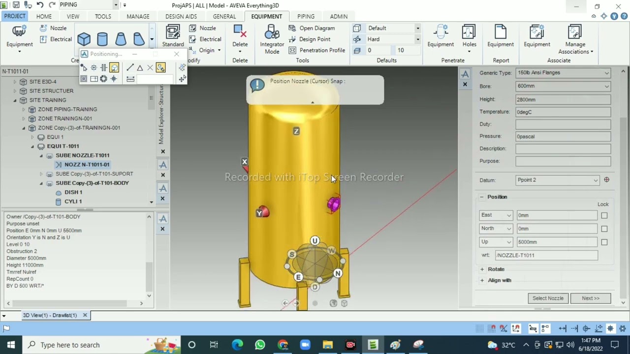 Aveva E3d nozzle placement