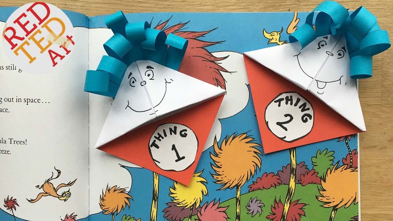 Easy Dr. Seuss Bookmark DIY - Thing 1 Thing 2 DIY - Paper Crafts