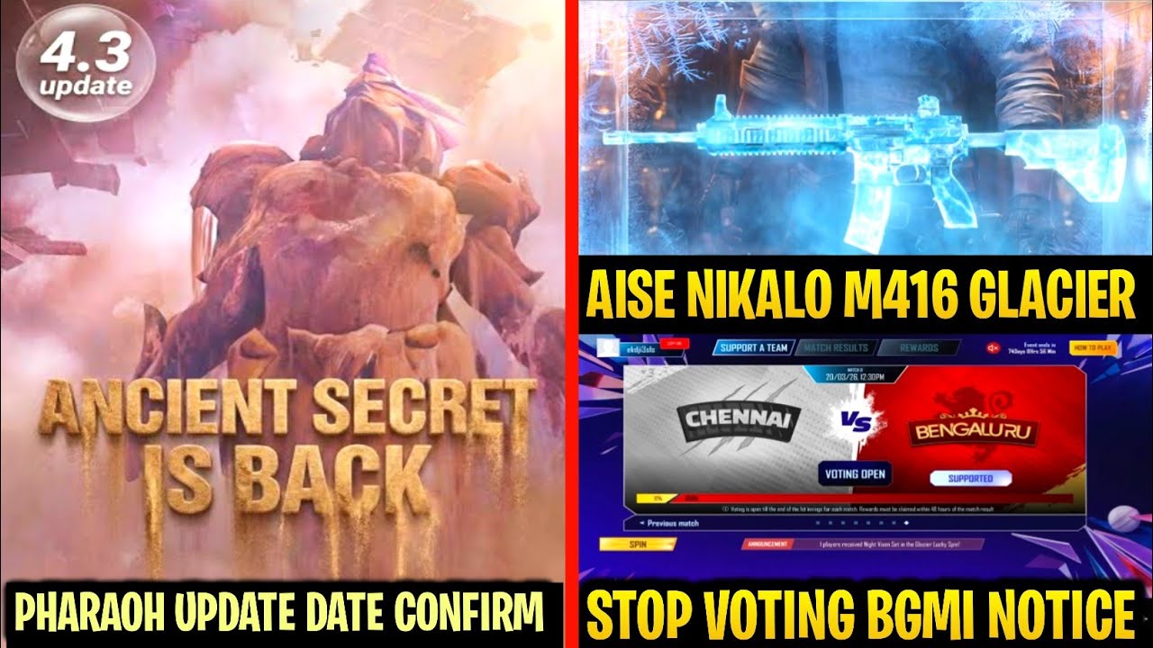 🔥BGMI RETURN OLD UPDATE EVENT DATE CONFIRMED | M416 GLACIER VOTING STOPPED NOTICE | NEXT UC UP EVENT