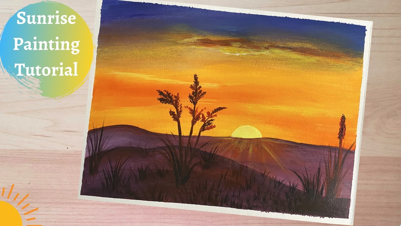 Easy Sunrise Landscape  |  Step-by-Step Acrylic Painting Tutorial