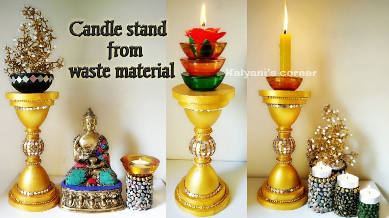 Candle stand making at home | diy candle holder | Candle stand decoration ideas | Candle holder diy