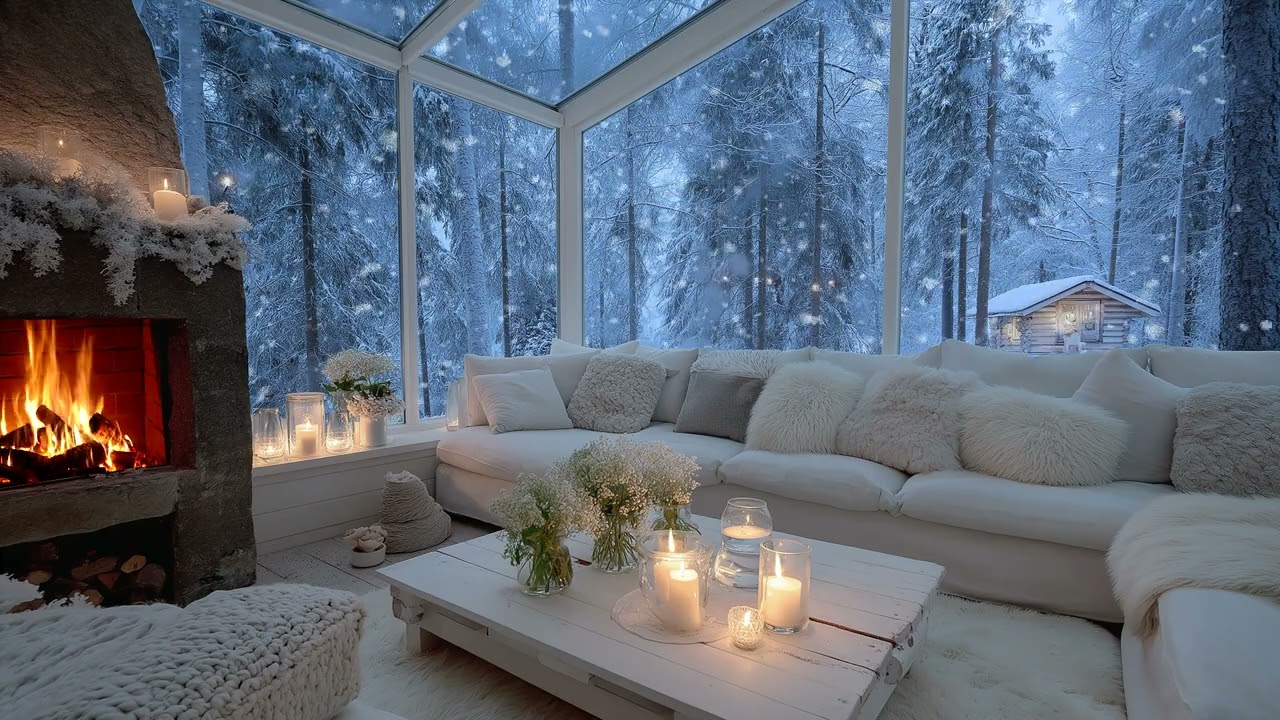🌷🎹 Winter Elegance Lounge: Serene Fireplace & Flower Decor with Soft Piano for 2 Hours of Relaxation