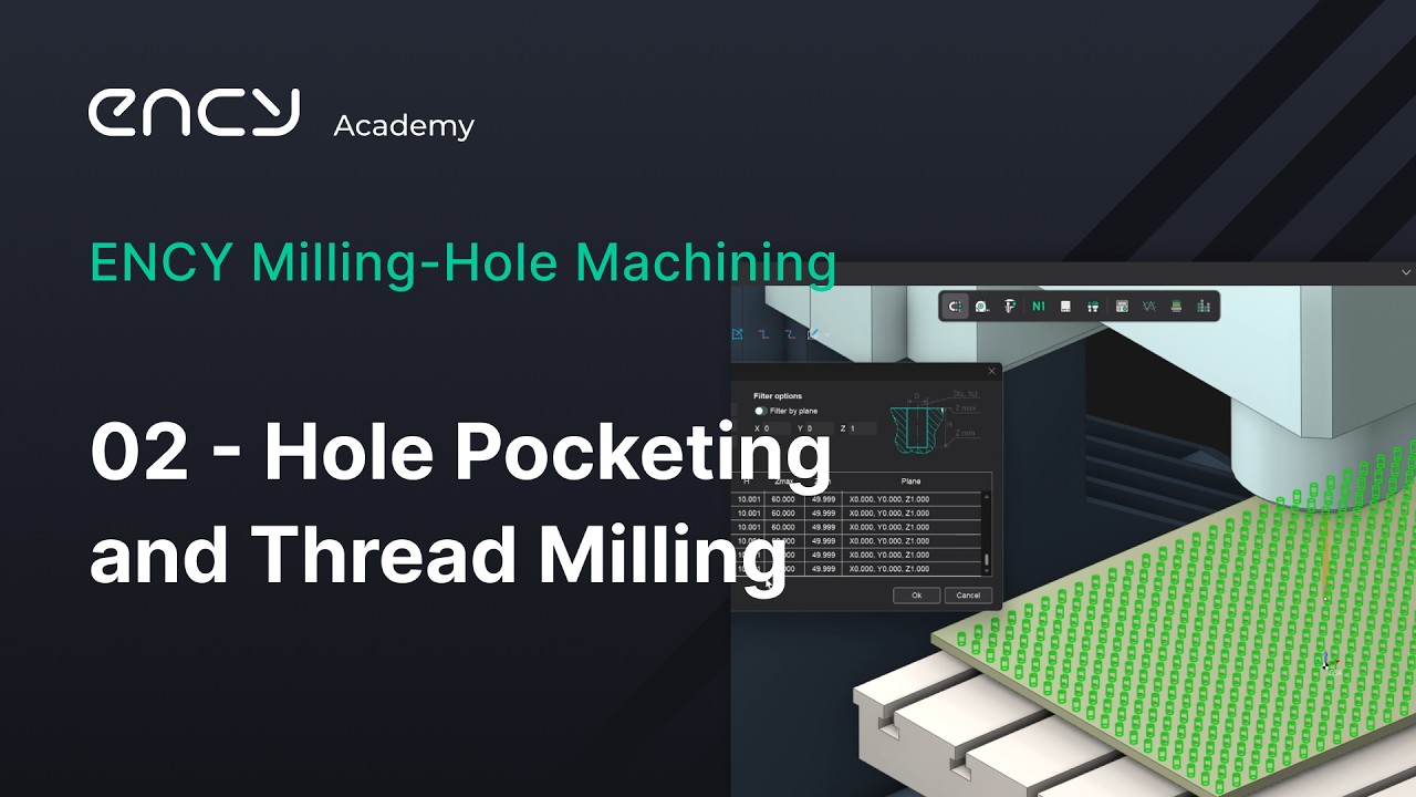 ENCY Academy | ENCY Milling-Hole Machining | 2.Hole Pocketing and Thread Milling