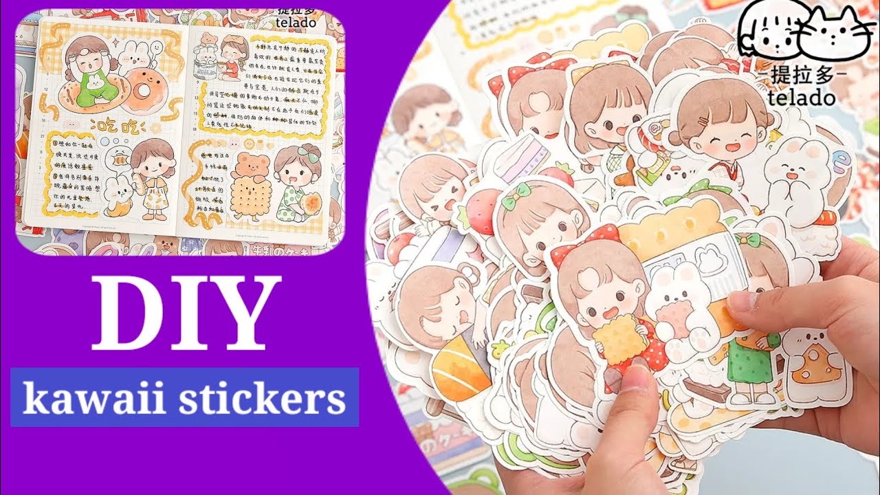 how to make kawaii sticker for journal /easy to make/handmade kawaii journal sticker/journal sticker