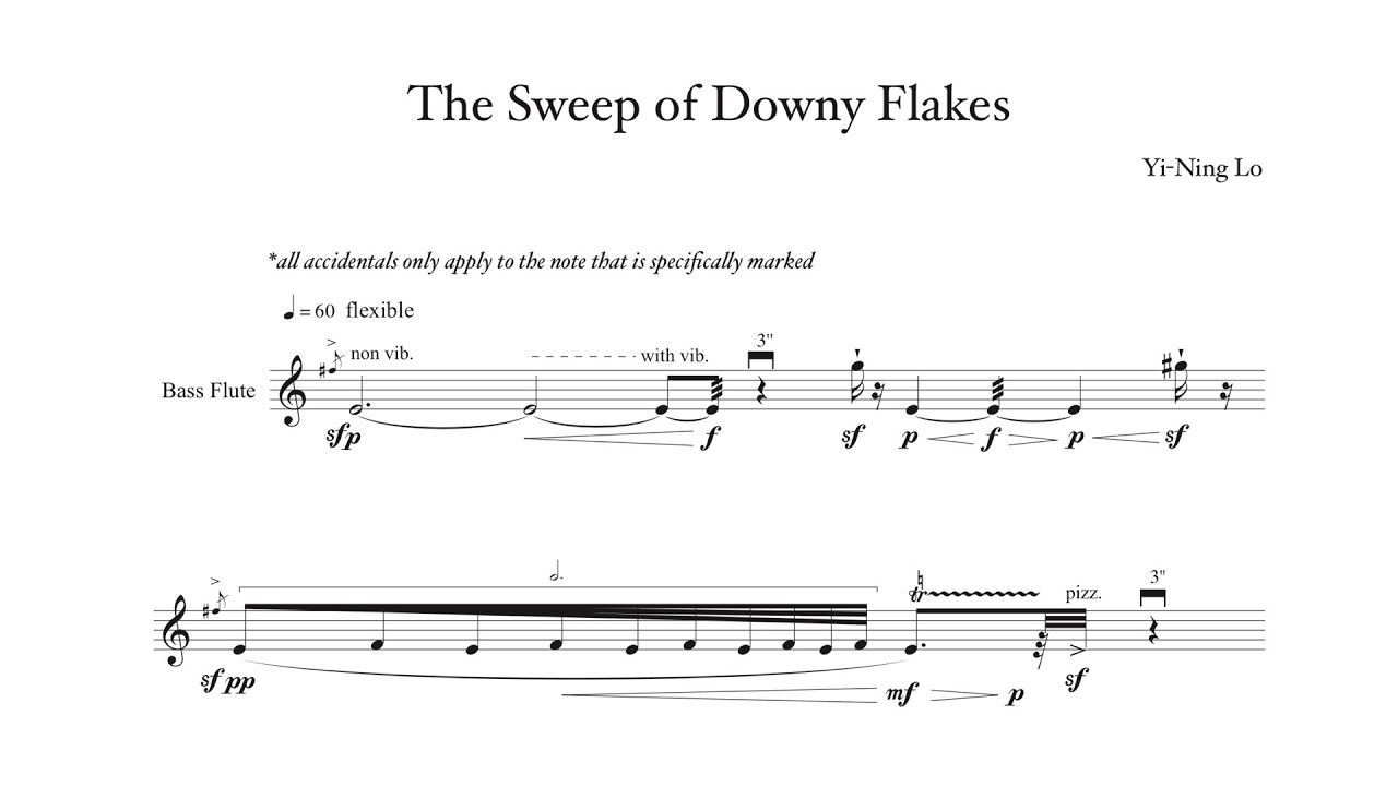 Yi-Ning Lo - The Sweep of Downy Flakes - for bass flute (2021) [score video]