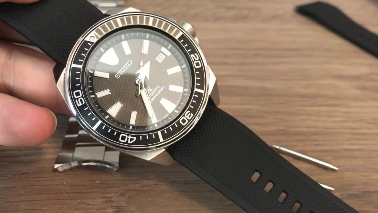 Barton Watch Bands - Elite Silicon with Quick Release on Seiko Samurai