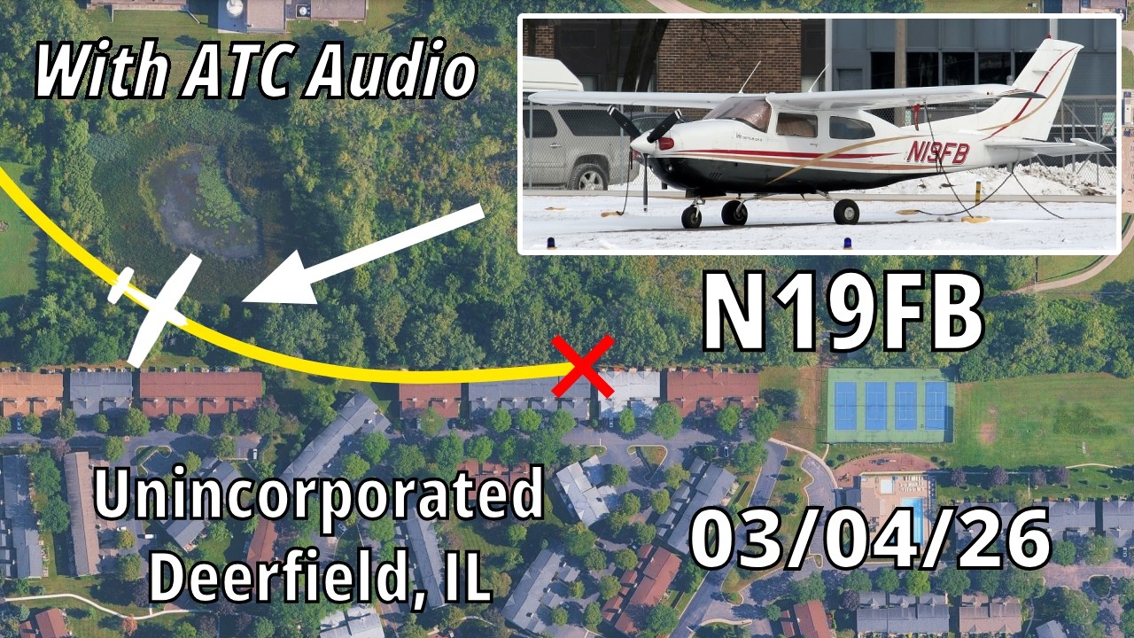 Pilot Killed in Plane Crash With Townhouses in Unincorporated Deerfield, IL 03/04/26 (w/ ATC Audio)