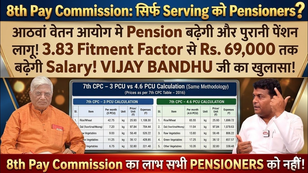 8th CPC का लाभ Serving को! Pensioners का क्या? Min-Pay 69,100 Fitment 3.83 DA 18 Month मर्ज @ATARLLB