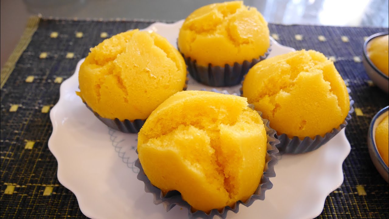 ขนมฟักทองฟู เค้กนึ่ง เค้กไม่ต้องใช้เตาอบ Pumpkin steam cake