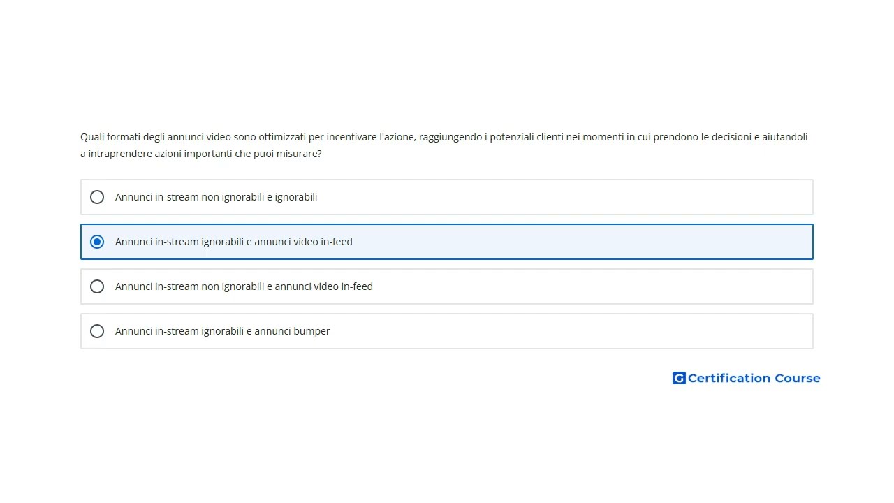 Quali formati degli annunci video sono ottimizzati per incentivare l'azione, raggiungendo i potenzia