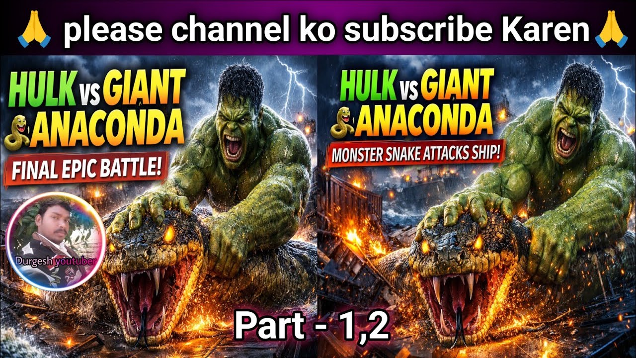 🐍 Hulk vs Titanoboa । Part - 1,2 । HULK vs GIANT ANACONDA | Monster Snake Attacks Cargo Ship