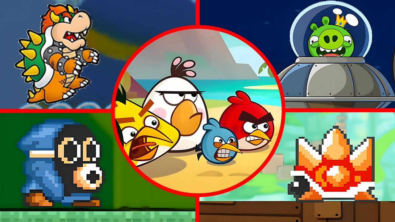 Angry BIrds Mario - All Bosses (Boss Fight)