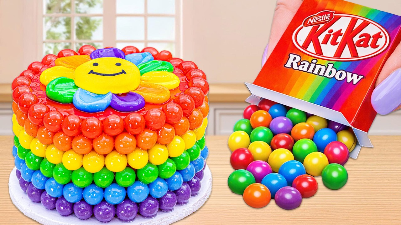 Rainbow Flower KitKat Cake Decorating 🌈 How To Make Miniature Rainbow Cake Decorating By DIY Cakes