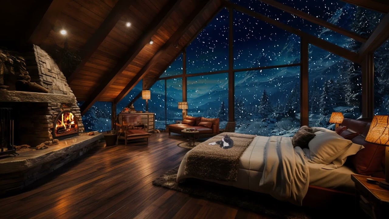 Bufera di Neve Rilassante e caminetto scoppiettante - Ideale per Rilassarsi e Dormire profondamente