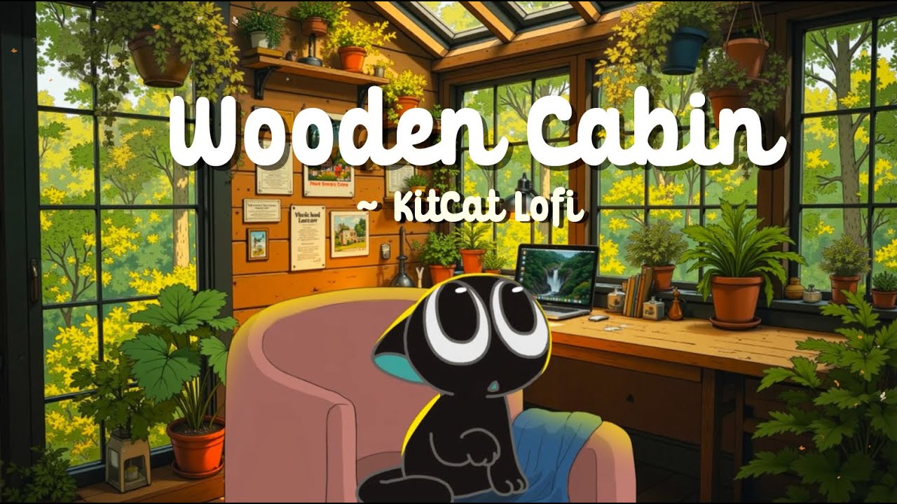 Wooden Cabin 🌿 Lofi With Black Cat 🌿Lofi Hip Hop ~ Cozy Jazzhop for Focus, Study