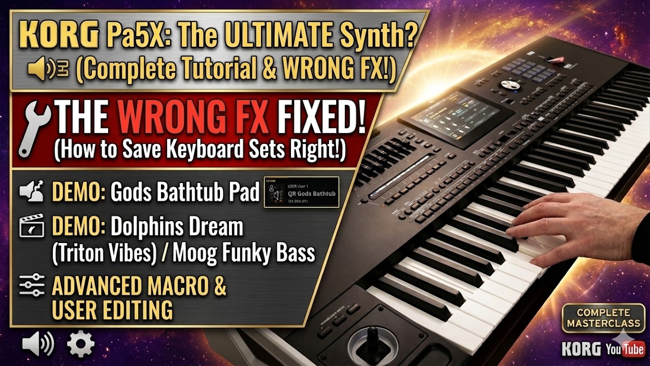 Korg Pa5X tutorial:  Synth sounds and keyboard sets