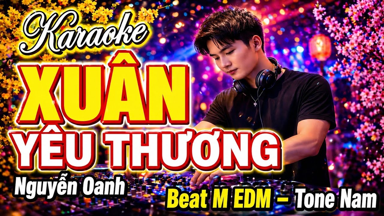Karaoke Xuân Yêu Thương Tone Nam | Beat Chuẩn | Nhạc Nền M EDM