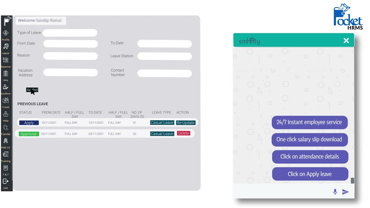 SmHRty- AI powered HR chatbot in India | Pocket HRMS