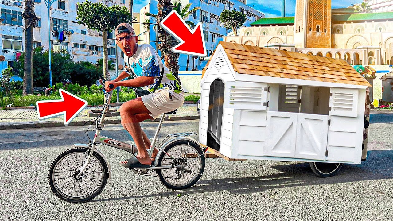 وأخيرا اشتريت منزل متنقل بدراجة الهوائية 🚲🏠 شوفوا شنوا درت بيها 😱🔥