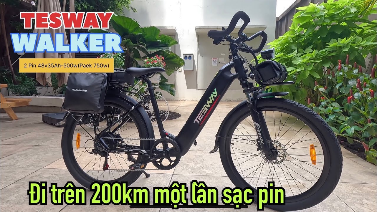 Review Xe đạp điện Trợ lực #Tesway #Walker 2 pin Lớn 48V35Ah Đi Trên 200km Motor 500w hiệu Bafang
