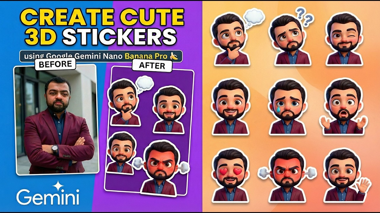 Create Cute 3D Stickers using Google Gemini Nano Banana Pro 🍌