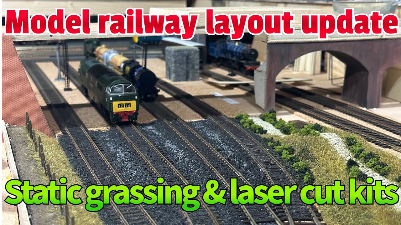 Model railway layout update - static grassing and laser cut kits.
