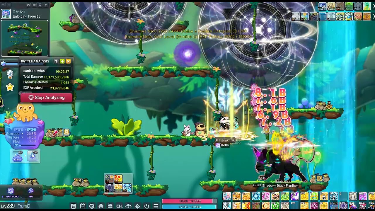 [GMS Kronos] MapleStory Marksman Lazy Farm in Carcion 18.3k/hr (신궁 카르시온 휘감기는 숲3 제자리사냥 1830+ 3새벽)