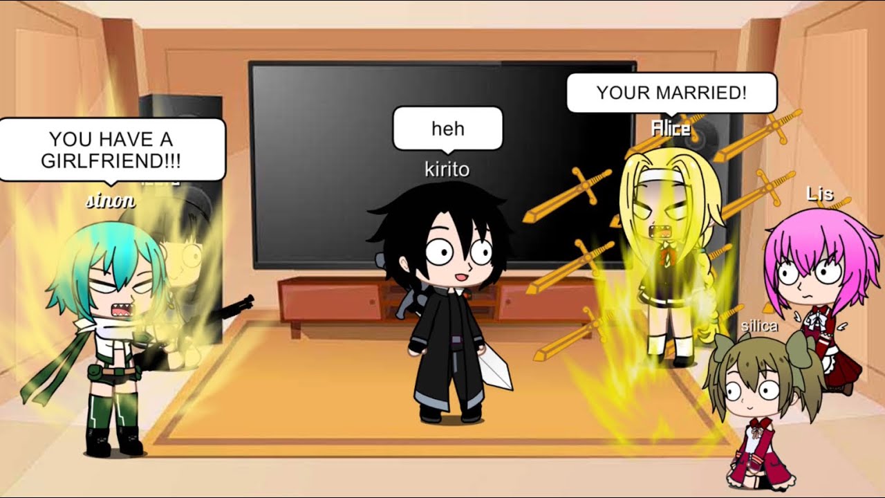 SAO girls React!// Kirito x Asuna// Gacha/ Gacha club// Kirito Appears?😱
