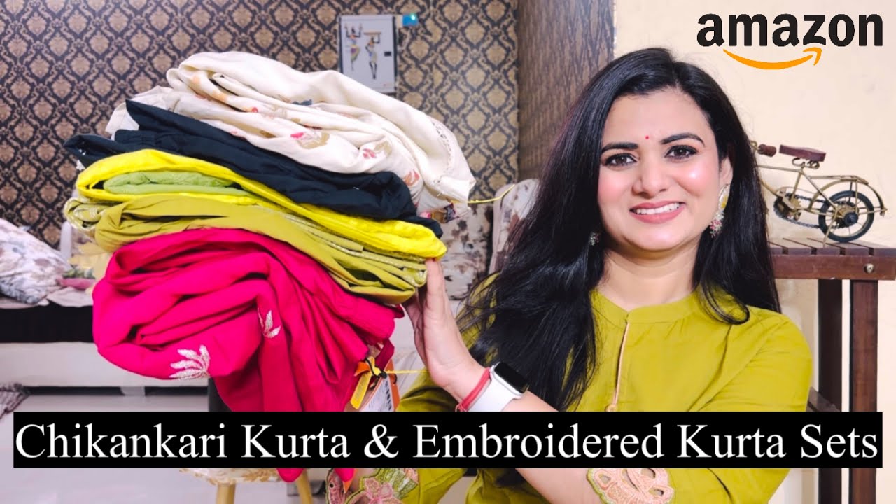 Best Amazon Kurta Set Haul, Embroidered Kurta Pant Set, Cotton Kurta Palazzo Set, Chikankari Kurta