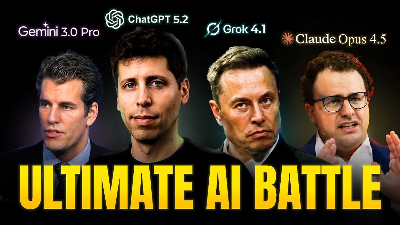 ChatGPT 5.2 vs Gemini 3.0 Pro vs Grok 4.1 vs Claude Opus 4.5 (AI Battle)